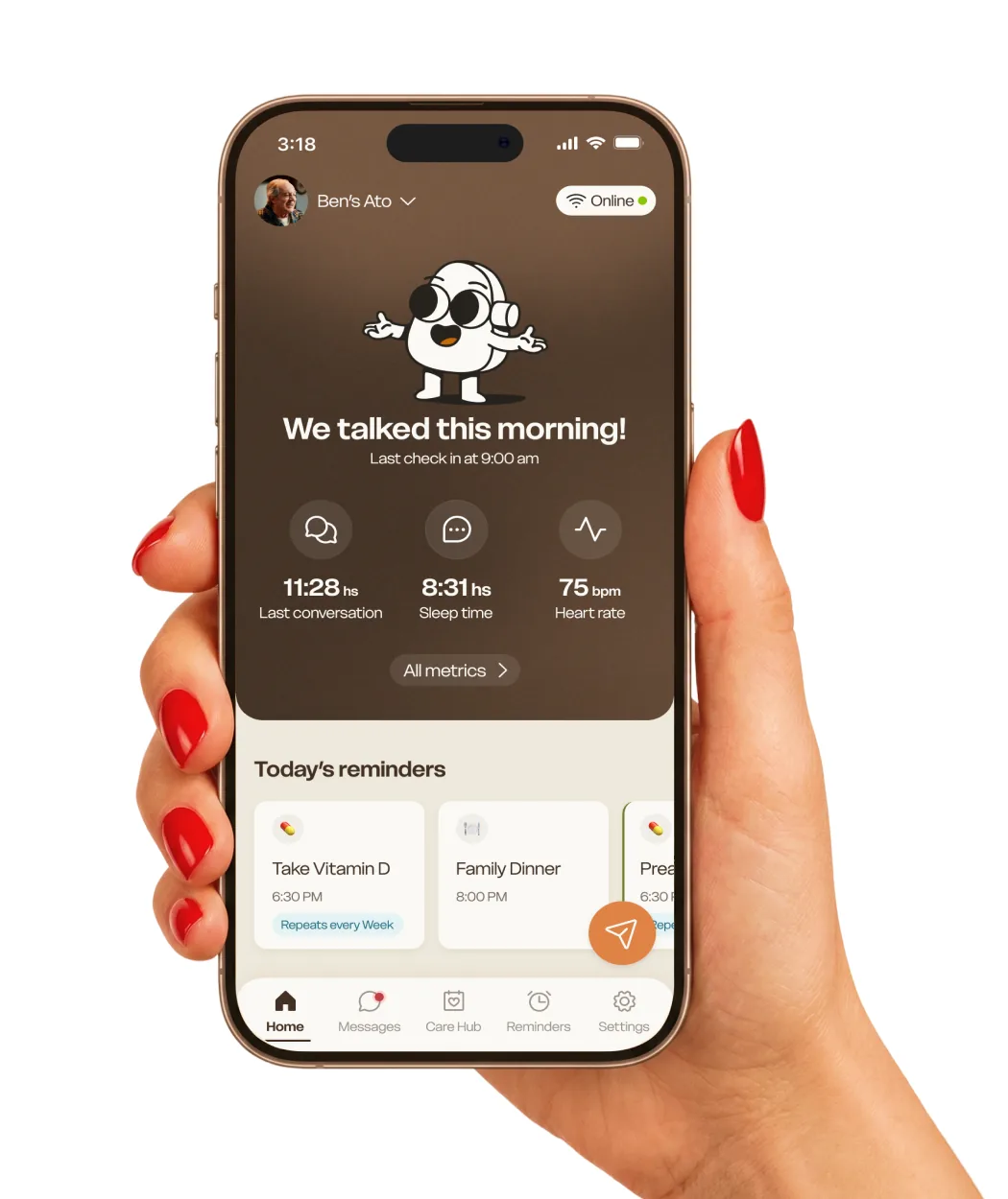 Ato Family mobile app shown in a hand